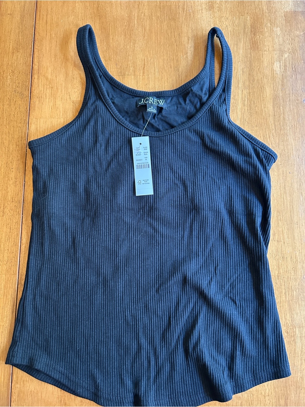 J. Crew Black Ribbed Scoop Neck Tank Top